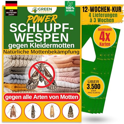 GREEN GUARDIA 1 carte de 4 livraisons - Lutte efficace contre les mites parasites - Alternative bio et écologique au piège à mites, spray anti-mites, piège à phéromie