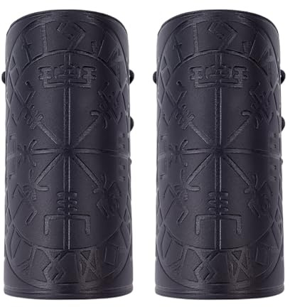nbeads Protège Bras en Cuir, Protège-Bras de Tir à l'arc Gauntlet Bracelet Médiéval Armure Brassards Protections de tir à l'arc pour Accessoires de Costume d'halloween, Noir