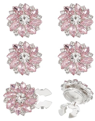 FINGERINSPIRE 6 Pcs Boutons de Manchette en Cristal Rose pour Femme Boutons de Manchette en Cristal Rose 25,5mm Diamètre Bouton de Manchettes Alliage Détachables en Forme de Fleur pour Décor Chemises