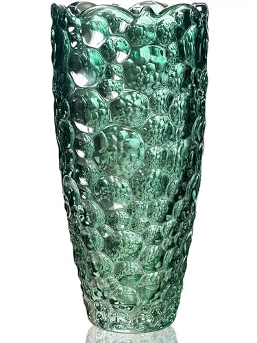 Birthday Gifts for Women, Glass Vase for Flowers, Large Tall Green Flower Vases, Modern Personalised for Living Room Home Decor Christmas