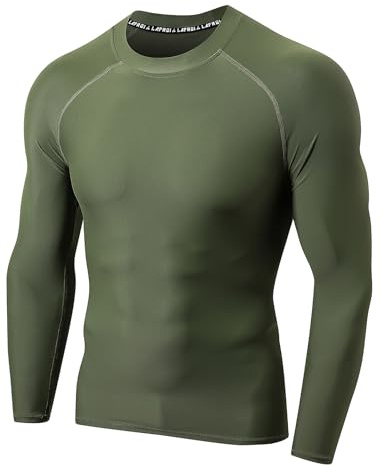 LAFROI Men's UPF 50+ BJJ Rash Guard Sun Protection Swim Shirt Long Sleeve