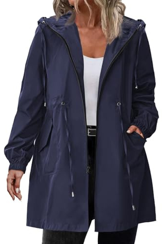 Cocila Giacca Antipioggia Da Donna Taglie Forti Lunga Leggera Con Cappuccio E Cappotto Invernale Elegante Navy Xxxl Giubbotto Invernale Premaman Gilet Piumino Lungo Blusa
