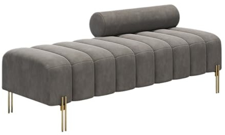 ZxbingUK-2025 End of Bed Solid Color Wooden Upholstered Sofa Stool for Living Room Bedroom Walk-in Closet or Bed end(Large)