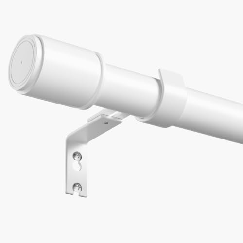 PeSenp Curtain Poles 77-320cm, 25mm Diameter White Extendable Curtain Rod | Heavy Duty, Adjustable Length & Brackets, Metal Material, Easy Installation, Fits Living Room, Bedroom, for Eyelet Curtains