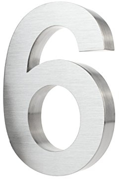 3d de número 6 de casa de acero inoxidable & inoxidables witterungsbeständige hogar Números en 3d de efecto en 20 cm X 3 Cm de acero inoxidable cepillado