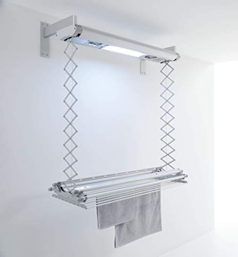 Foxydry Air, Elektrischer Wäscheständer für Wand und Decke mit Ventilator und Fernbedienung, aus Aluminium und Stahl (120 Wand)