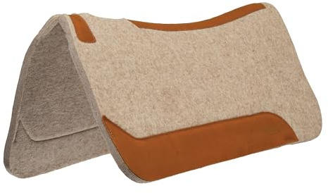 Weaver Equine 33 x 32 Contoured Wool Blend Felt Horse Saddle Pad, Shock Absorbing Western Saddle Pad for Protection, Durable Equine Supplies, ‎Tan