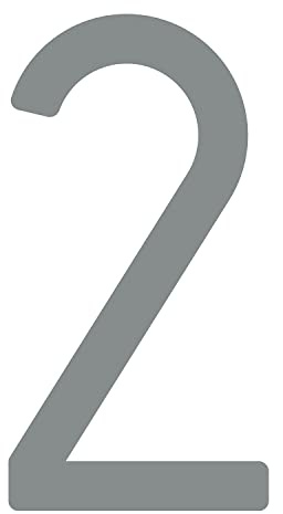Hausnummer 2 - 152 mm, Design Hausnummer aus Edelstahl in Grau Metallic