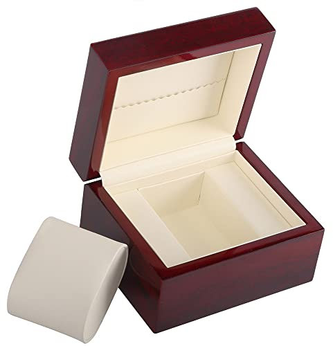 Scatola Per Orologi In Legno, Scatola Porta Orologi, Custodia Regalo Per Orologi, Scatola per Orologio Singola Grande, Porta Orologio Singolo, per Guarda da Uomo e da Donna (Borgogna)