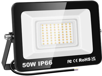 Willpower 50W LED Floodlights Outdoor 3500K Warm White for Garden Yard | 5,000LM LED Work Flood Lights IP66 Waterproof Wall Lights for Garage Patio Backyard Workshop Lighting