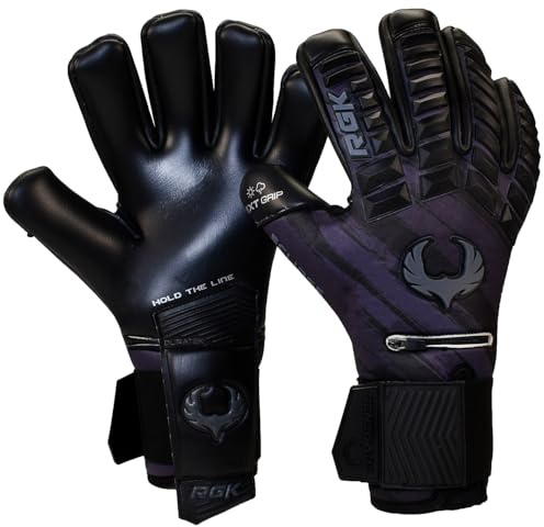 Renegade GK Eclipse Recon Professional Goalie Gloves Pro Finger Savers Black| Black Soccer Goalkeeper Gloves (Size 9, Youth-Adult, Neg. Cut, Level 5)
