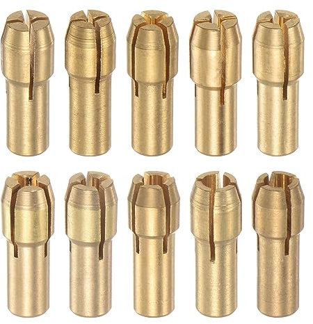 sourcing map 10pcs Laiton Pince 0,5-3,2 mm Laiton Perceuse Mandrins Mini Électrique Broyeur Rapide Changement Perceuse Mandrin Mèche Ensembles pour Rotatif Outils, 4,8 mm Tige Diamètre