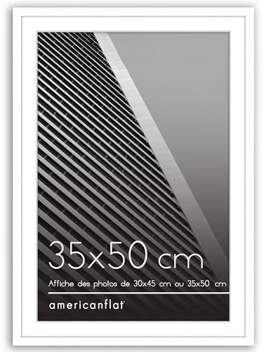 Americanflat Cornice 35x50 cm Bianca - Cornice 30x45 cm con Passepartout o 50x35 cm Senza Passepartout - Portafoto con Bordo Sottile in PVC e Pannello Protettivo in Plastica