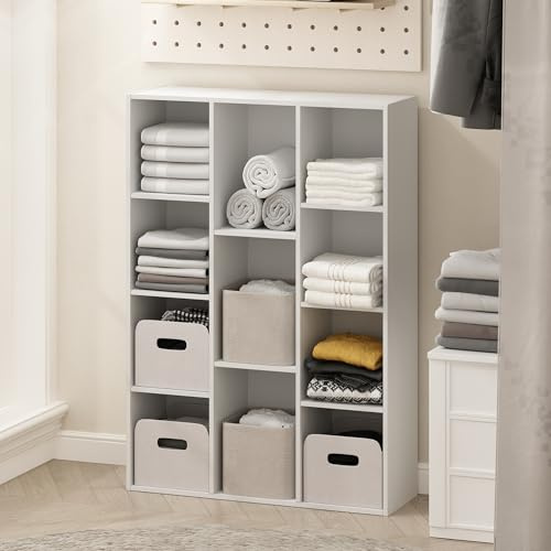 Furinno REED Closet Organizers and Storage, 11-Cube Closet Organizer, Open Shelf Storage, for Wardrobe, Bedroom, Living Room, White