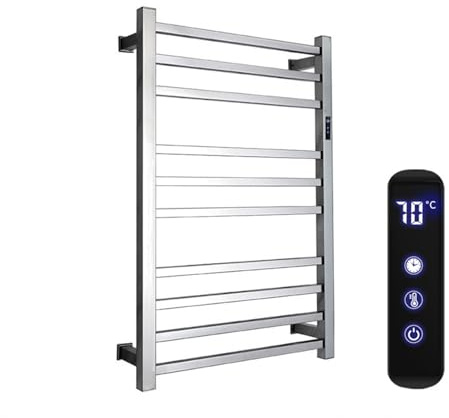 CYzpf Towel Rail Radiator,Towel Radiator Flat Panel Central Heated Radiator Versatile Wall Bathroom Radiators,780 X 500x 120mm,LED Touch Control Temperature Time,Silver
