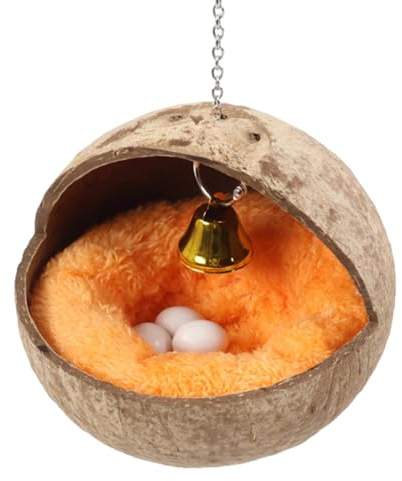 Sertay Maison Oiseau Coquille Coco, Grottes Nid Oiseau Suspendues, Coco Grotte Cochon Inde,Coquille Coco Nid Oiseau, Hamac Hamster Noix Coco, pour Cobayes, Écureuils, Hamsters et Autres Petits Animaux