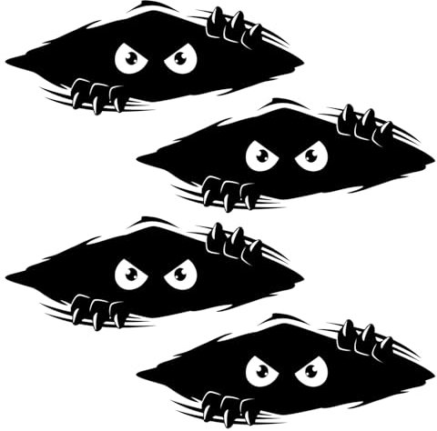 4 Stück Monster Sticker,Lustige Monster-Autoaufkleber,3D Peeking Monster Cartoon Auto Aufkleber,Wasserdichtes Monster Kratzer Abziehbild,Peeking Eyes Auto-Aufkleber,für Autos, Laptops, Helm (Schwarz)