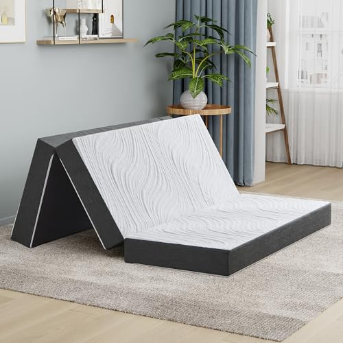 Twirest Folding Mattress,120x190x15 Small Double Foldable Memory Foam Mattress With Portable Pillow,Guest,Washable Cover,Easy Storage for Camping, Caravans, Guest