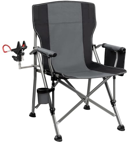 Fishing Chair with Upgraded 360° Adjustable Rod Holder, Folding Ice Fishing Chairs for Adults, Portable Camping Chair with Side Pocket Cup Holder for Outdoor Sports Garden Beach Lawn Picnic