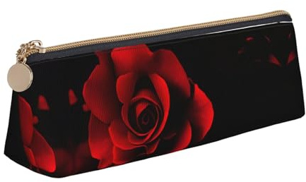 KAPPTYY Red Rose School Wide Opening Pencil Pen Case,Lightweight Spacious Pencils Pouch Zipper Stationery Bag
