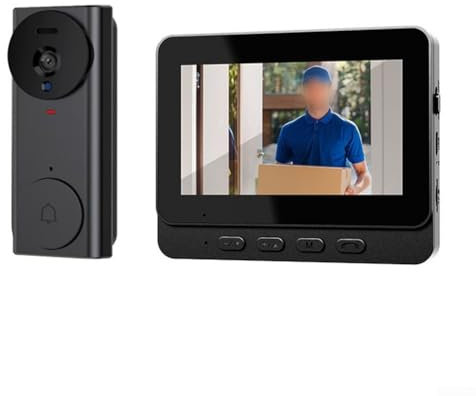 Getdoublerich Timbre inalámbrico de 4.3 pulgadas, sistema de intercomunicador de teléfono, sistema de intercomunicación, timbres de puerta, intercomunicador