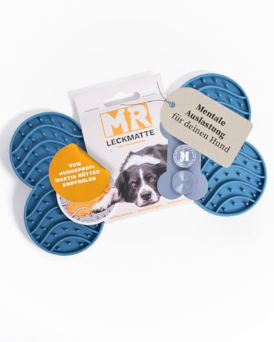 Martin Rütter – Leckmatte Hund in Knochenform mit Saugnäpfen Petrol M – Hundespielzeug aus Silikon BPA-frei – Schleckmatte für mentale Auslastung & Beschäftigung – Spülmaschinen- & Gefrierschrankfest