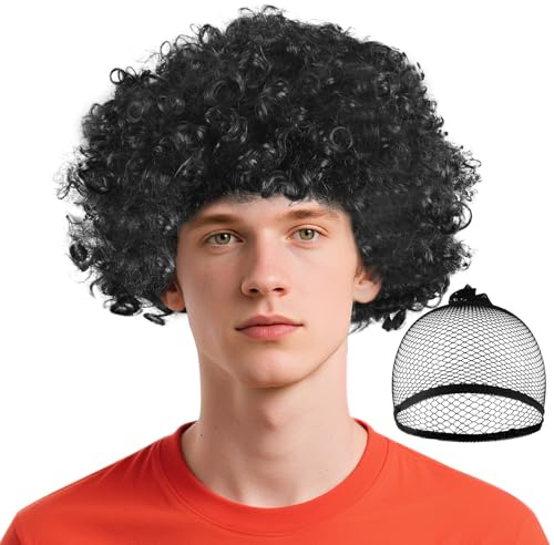 BSBUY 2-delad galen clown-peruk afroperuker lockigt studsigt hår cirkus fin klänning clown utklädning peruker studsande kostym peruker funky peruk disco clown för halloween cosplay 60-tal 70-80-tal