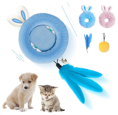 LETTERASHQP Jouet électrique pour chat - Balle électronique interactive pour chien - Jouet intelligent - Avec oreilles de lapin et queue - Pour chat et chien
