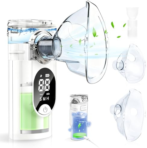 Nebulisateur 600mAh, Nébuliseur Portable pour Adultes et Enfants, Aérosol avec Écran Intelligent, Inhalateur : 75 À 120 Minutes