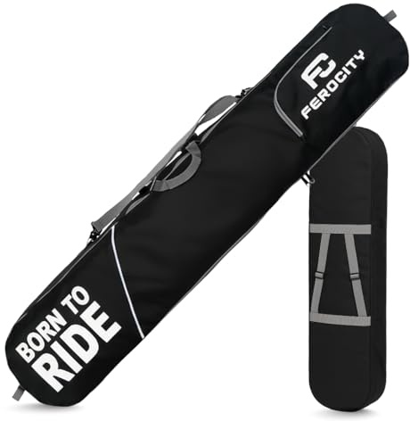 Bolsa de snowboard premium de 170 cm para snowboard, resistente al agua, con compartimento de almacenamiento, tejido de poliéster 600D con PVC Impregnat unisex, color negro Born to Ride [051]