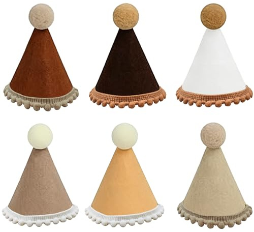 Shensuii 6 Pcs Mini Party Hats for Toy Animals, Reusable Teddy Bear Party Hat, Fabric Birthday Hats for Teddys, Small Dog Crown Decor for Plush Dolls, Cute Kids Pets Gift