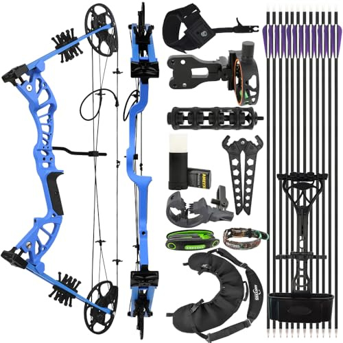 PYMUST Kit per arco compound con puleggia da 15-45 libbre - Tiro con l'arco per principianti - Tiro con la mano destra - Caccia - Allenamento - Tiro al bersaglio
