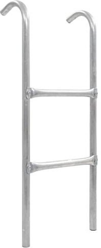 GeenYuu Scala per trampolino a 2 gradini, in acciaio zincato, colore argento, altezza 72 cm, altezza 65 cm, facile montaggio, accessorio resistente alle intemperie, per giardino e sicurezza all'aperto
