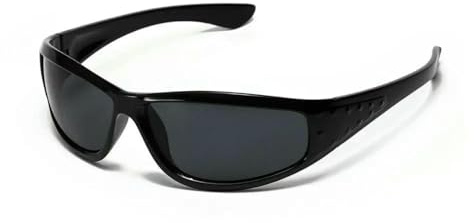 Veslyn Occhiali da Sole di Moda in Argento Cavo - Uv400 Protezione Futuristici Anti-abbagliamento per Uomini E Donne-Bright Black B
