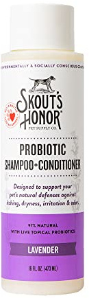 Skout’s Honor Probiotic Natural Dog Shampoo and Conditioner with Avocado Oil & Omega-3s, Gentle Puppy Shampoo, Hydrating Dog Conditioner, 97% Natural, Paraben & Sulfate-Free, Cruelty-Free, 16 oz