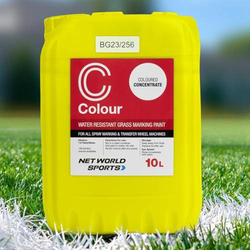 Peinture de Marquage de Ligne Concentrée | Peinture de 10 Litres pour Terrains de Sport | Résistante aux Intempéries | Couleurs Vives | Convient aux Machines à Pulvériser et à Roue (Jaune, Pack de 1)