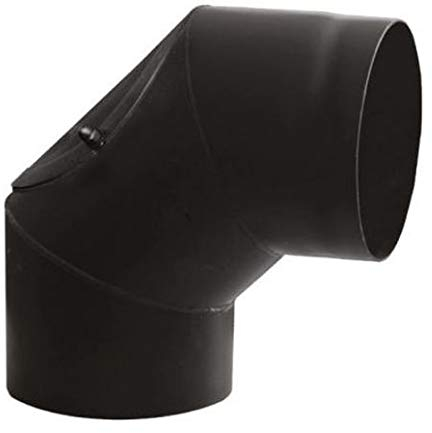 Ofenrohr Knie Winkel Bogen 90° mit Tür Stahlrohr Abgasrohr Senotherm Schwarz 2mm Heizung Rauchrohrbogen (120mm)