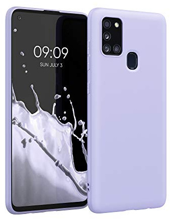 kwmobile Hülle kompatibel mit Samsung Galaxy A21s Hülle - weiches TPU Silikon Case - Cover geeignet für kabelloses Laden - Pastell Lavendel