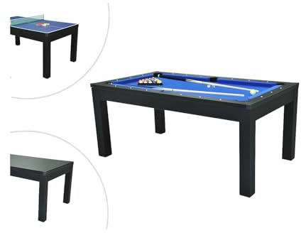 Vente-unique - Table Transformable Noire - Billard & Ping-Pong - L182 x l102 x H80 cm - SOUSA