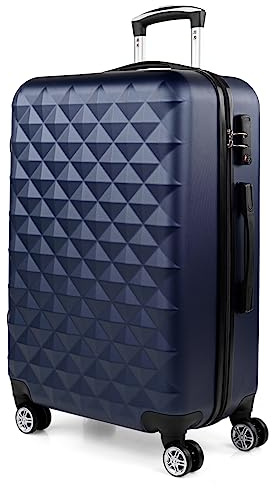 ITACA - Valise Rigide Grande Taille 158 cm - Bagage Soute 23 kg Solide ABS - Trolley Valise Moyenne - Bagage Taille Moyenne. Cadenas à Combinaison TSA., Bleu