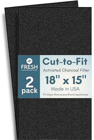 Activated Carbon Microwave Charcoal Filters - For GE Microwave Filter Replacement- Universal for Major Brands - Whirlpool, LG, KitchenAid, Maytag & More - 18 x 15, Cut-to-Fit, 2-Pack - Made in USA