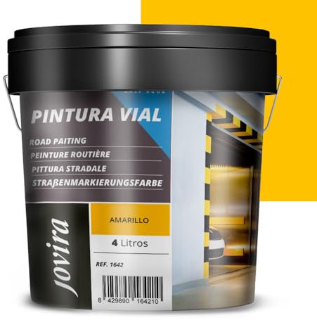 JOVIRA PINTURAS Pittura stradale a base d'acqua. Adatta per attraversamenti pedonali, parcheggi, strade, aeroporti, ecc. (4Litri, Giallo)