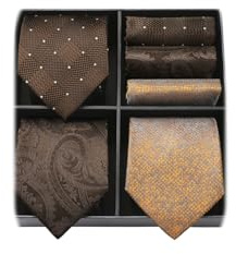 HISDERN Lote de 3 piezas de corbata de seda clásica y elegante para hombre, corbata y pañuelo de bolsillo, juego múltiple