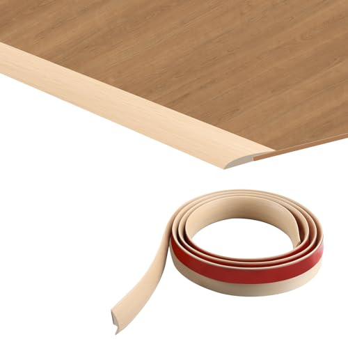 TECDW 2M Autoadesiva Striscia di Transizione del Pavimento, Profilo di Transizione Pavimento in PVC, Strisce di Rivestimento per Porte per Tappeti per Transizione Inferiore a 5 mm (Colore acero)