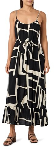 VERO MODA Damen VMEASY Joy 7/8 Strap Dress WVN GA Sommerkleid, Schwarz, Medium