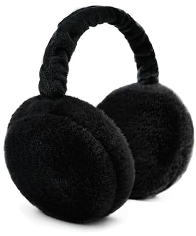 Roysmart Cache Oreilles d'Hiver, Cache-oreilles en Peluche Pliable, Anti Froid Cache-Oreilles En Peluche Chaud, Chauffe-oreilles Hiver Chaud Couvre-Oreilles Earmuffs Réglables pour Femme Homme (Noir)