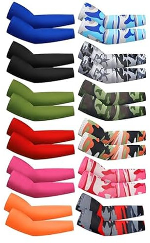 Teogneot 12 Pares Mangas Protectoras para Brazo Anti-UV UPF50+ Manga de enfriamiento Elástica Brazo Deportivo Transpirable Unisex Manguito hielo