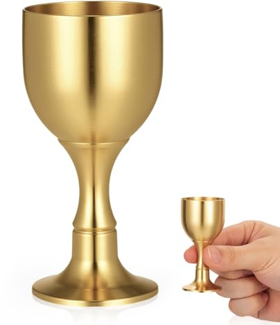 PRETYZOOM Copa de oro de comunión para altar de oro grande, copa de comunión, copa de cáliz dorado para iglesia, copas de vino de latón puro, decoración ritual sagrada