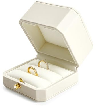 Oirlv Ring Storage Box PU Leather Double Ring Box for Proposal, Engagement, Weddings, Birthday, and Anniversary