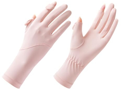 MiOYOOW Guanti di protezione UV da donna, guanti da guida sottili in seta ghiacciata, traspiranti, antiscivolo, per guida, ciclismo, escursionismo, pesca